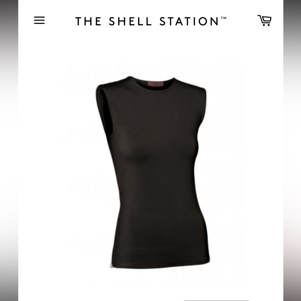 Shell Station Spandex Fitted Bodycon Black Basic Layering Sleeveless Nylon Shirt